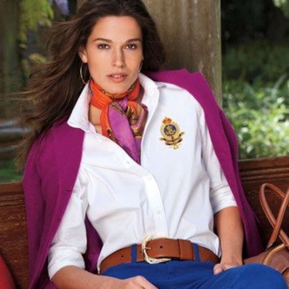 RALPH LAUREN crest embroidered white button down